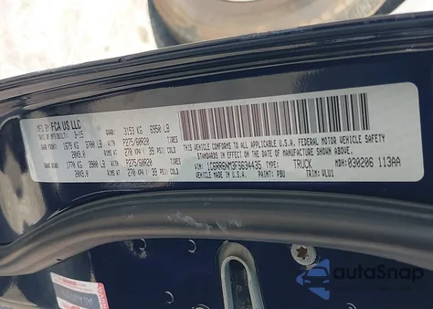 2015 Ram 1500 Laramie from USA, damaged, VIN 1C6RR6NM3FS634435